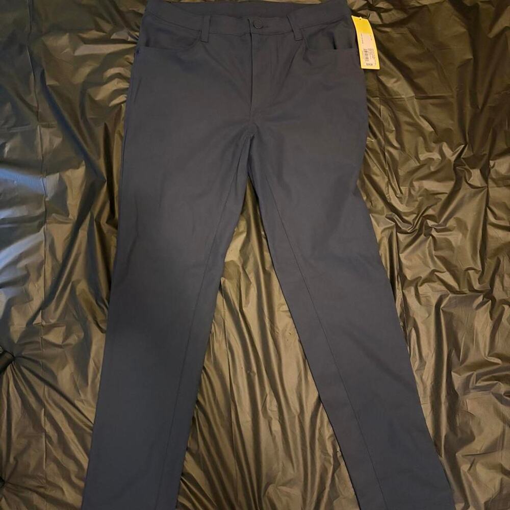 Navy blue slim fit trousers